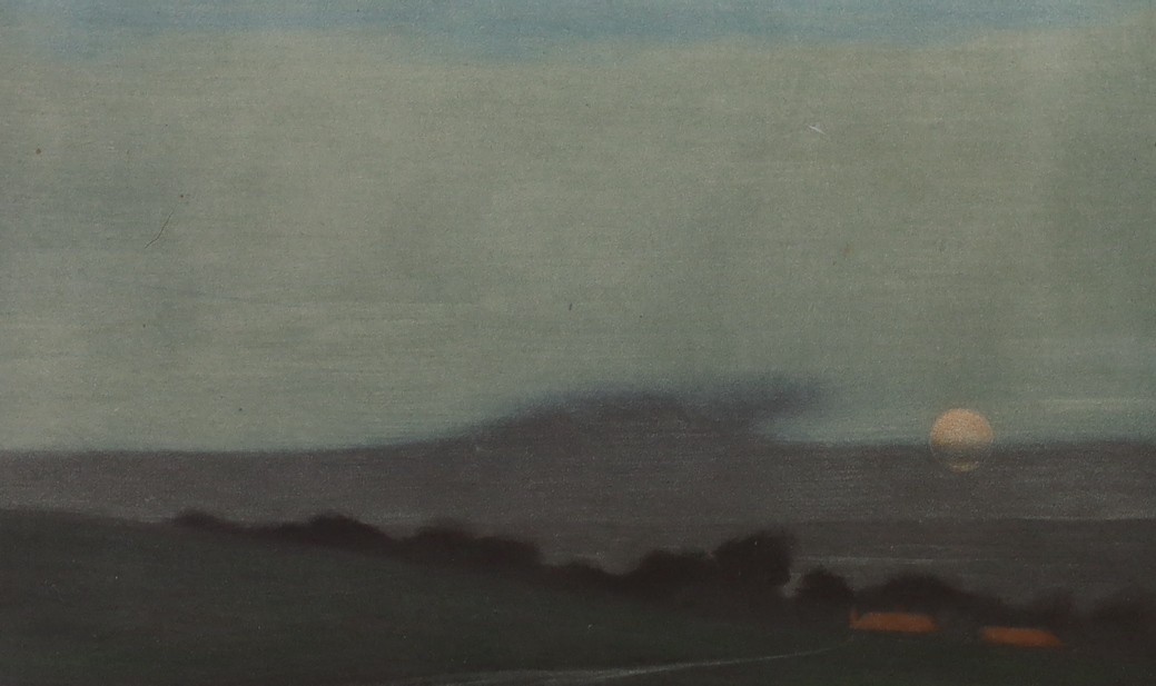L. Norsworthy, mezzotint, 'Moonrise, Westmeston, Sussex', signed in pencil, 13 x 21cm